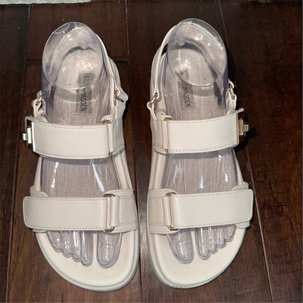 Steve Madden Mona Slingback Footbed Platform Sandals Womens 7.5 Light Beige - Picture 2 of 11
